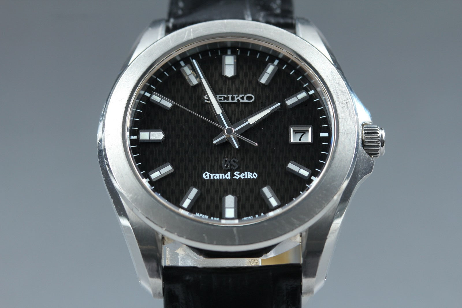 [Exc+5] Grand SEIKO GS 8J56-8020 SBGF021 Black Date Men's Quartz Watch JAPAN