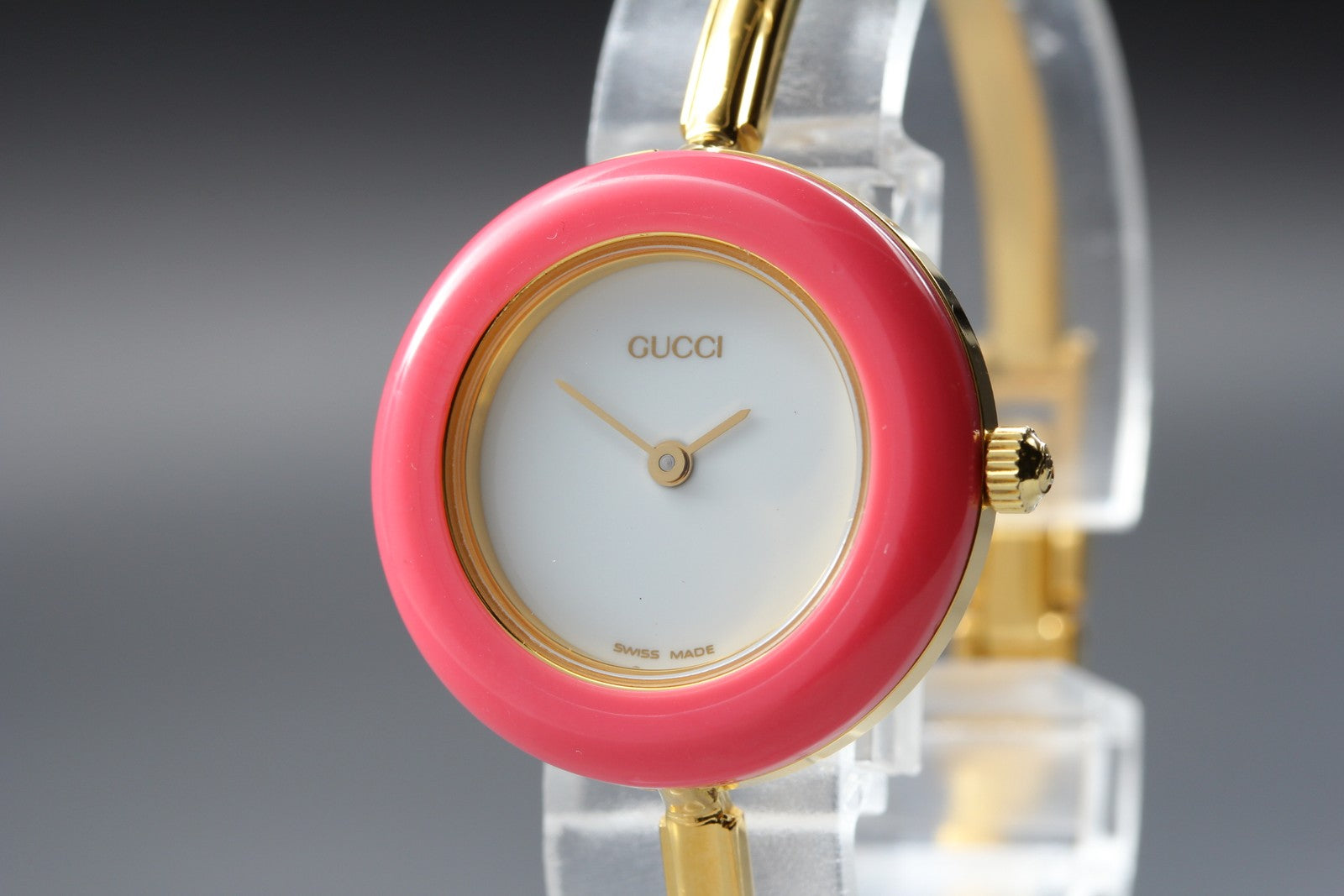 Vintage Gucci Change Bezel 11/12.2 Pink Bezel Gold Women's Quartz Watch