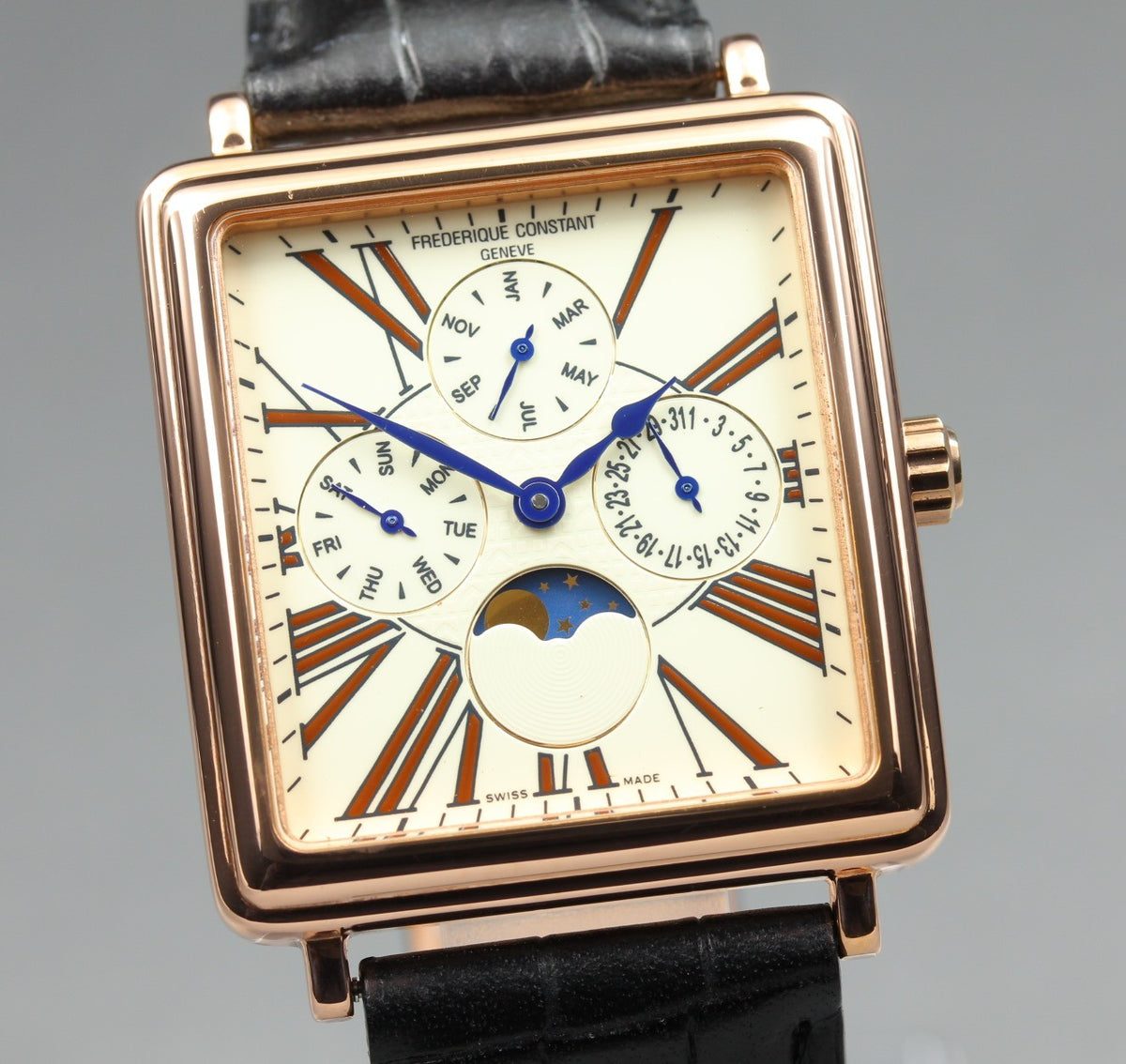 FREDERIQUE CONSTANT FC265X3C4/5/6 Moon Phase Ivory Gold 34mm Quartz Men's Watch