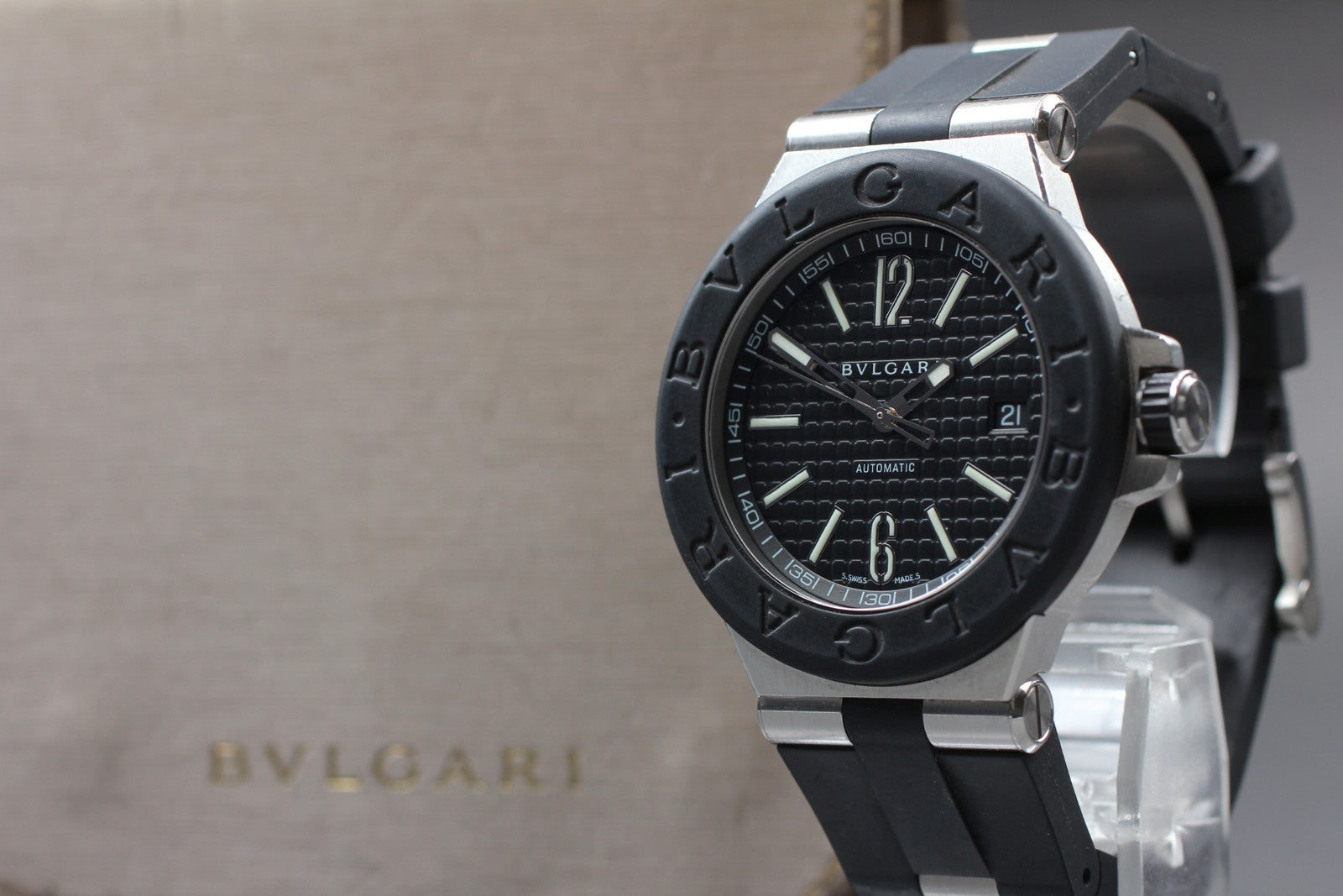 [Exc+5]Box BVLGARI Diagona DG40SV Automatic Black Dial Boy's Watch 40mm JAPAN