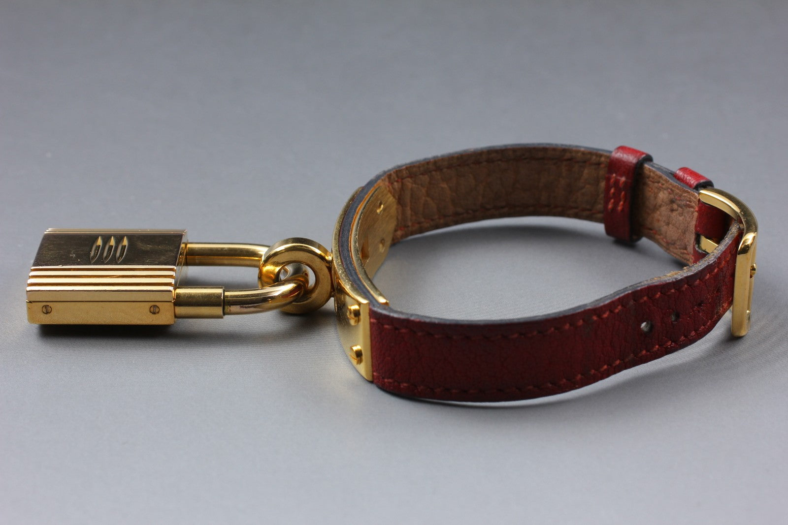 Vintage [Exc+5 Box] HERMES Kelly Watch Gold Red "U" Woman's Quartz Watch JAPAN