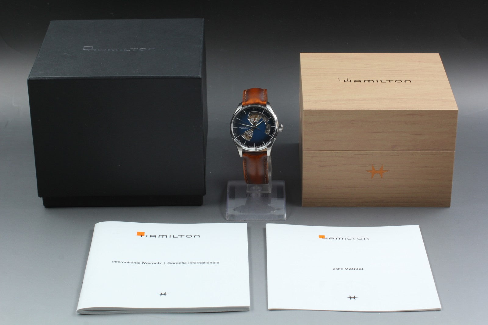 HAMILTON Jazzmaster Open Heart H326750 Blue Brown 39mm AT Men's Watch [Box]