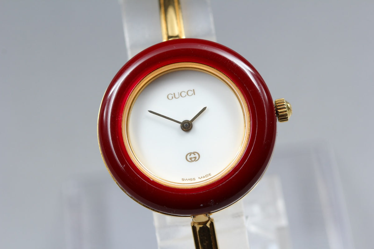 New Batt Gucci 1100-L Change Bezel 11Colors White Women Quartz Watch 26mm JP Box