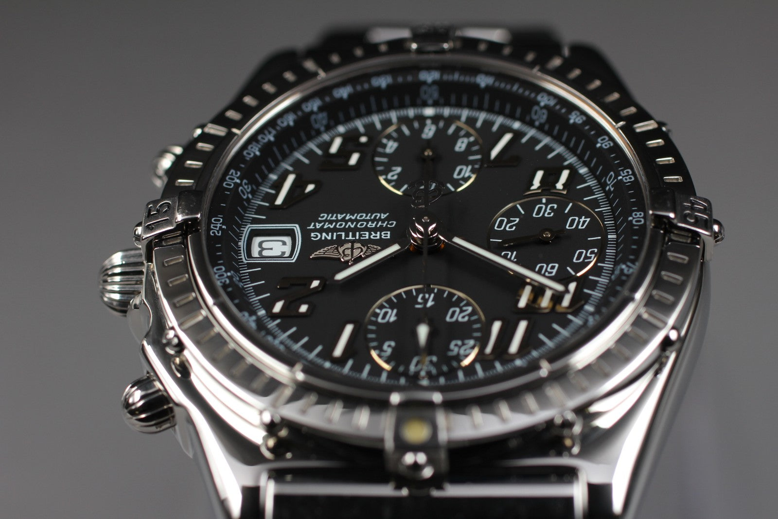 [Exc+5] Breitling Chronomat A13050.1 Black Dial Automatic 39mm Men's Watch JAPAN