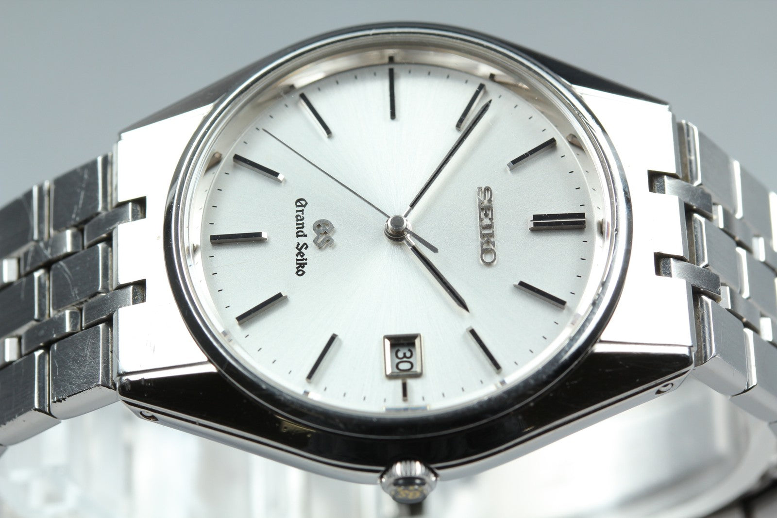 New Batt GRAND SEIKO 9587-8000 SBGS003 Silver Quartz Date Boy's Watch 36mm JAPAN