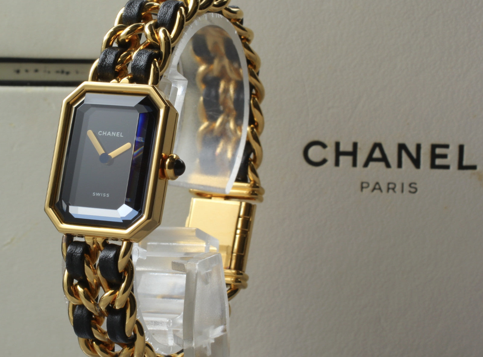 [Exc+5 Box] CHANEL Premiere L Size Black Dial 20mm Gold Quartz Women’s Watch