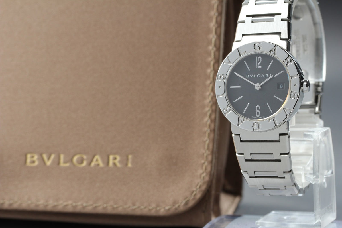 BVLGARI BB26SS Black Dial Quartz Date Women’s Watch 26mm Used From JAPAN w/Pouch