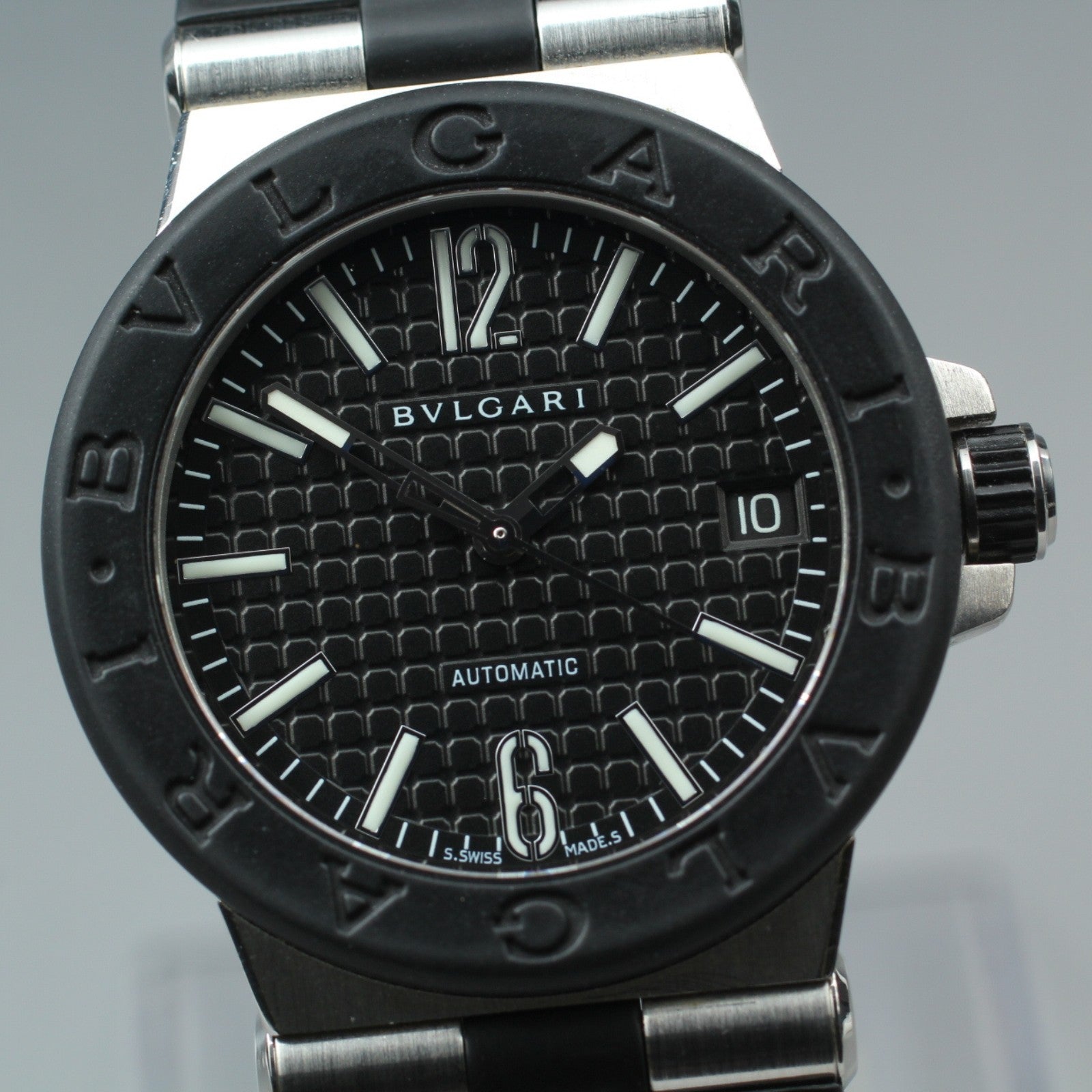 BVLGARI Diagono DG35SV Black Dial Automatic Men's Watch 36mm JAPAN