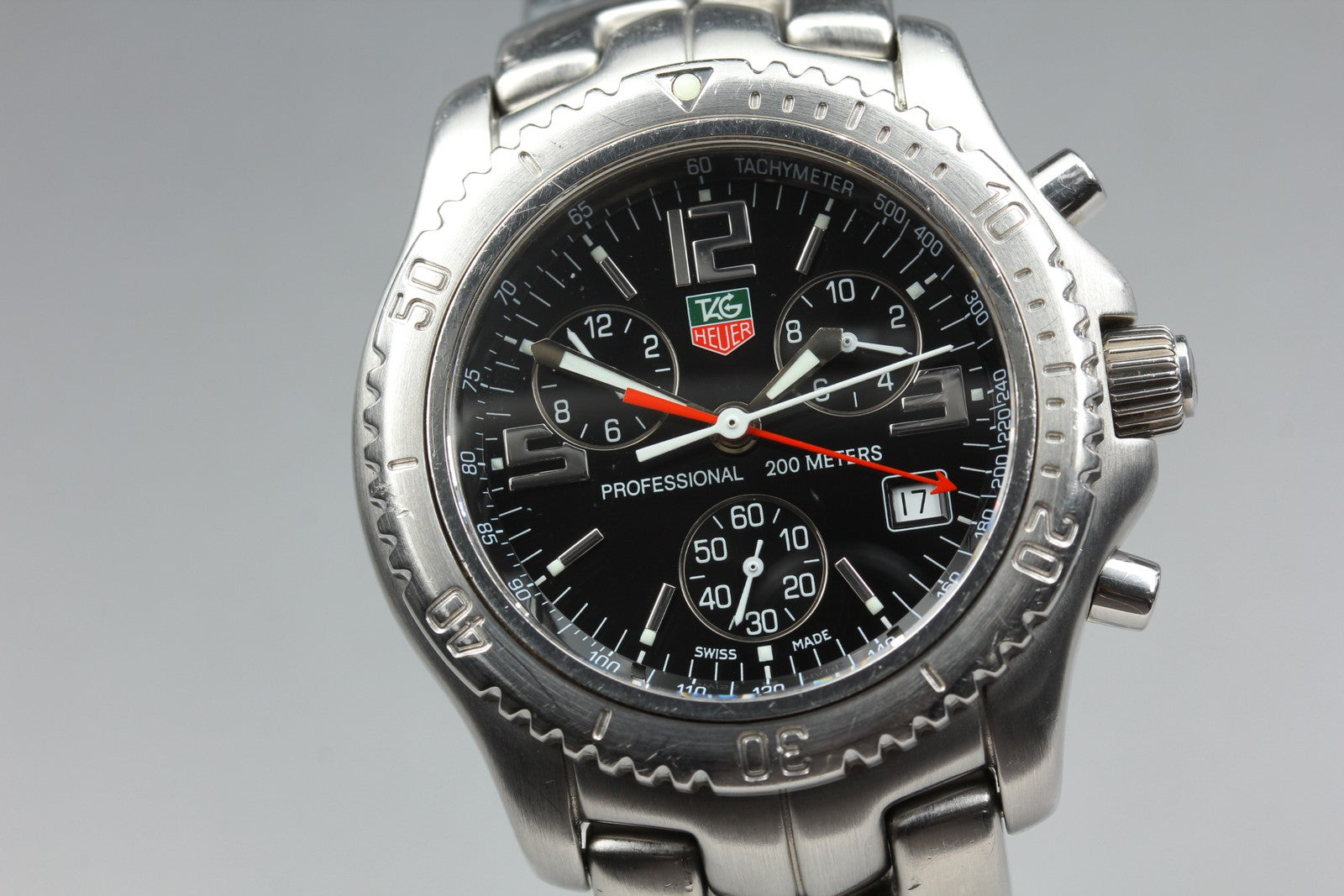 TAG HEUER Link CT1111 Quartz Chronograph Black Men's Watch 40mm JAPAN Box