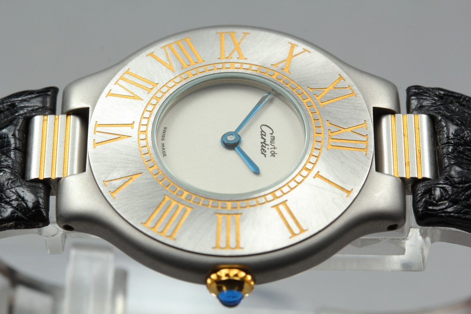 Vintage [w/Box] Cartier Must de Cartier 21 30mm Silver Black Unisex Quartz Watch