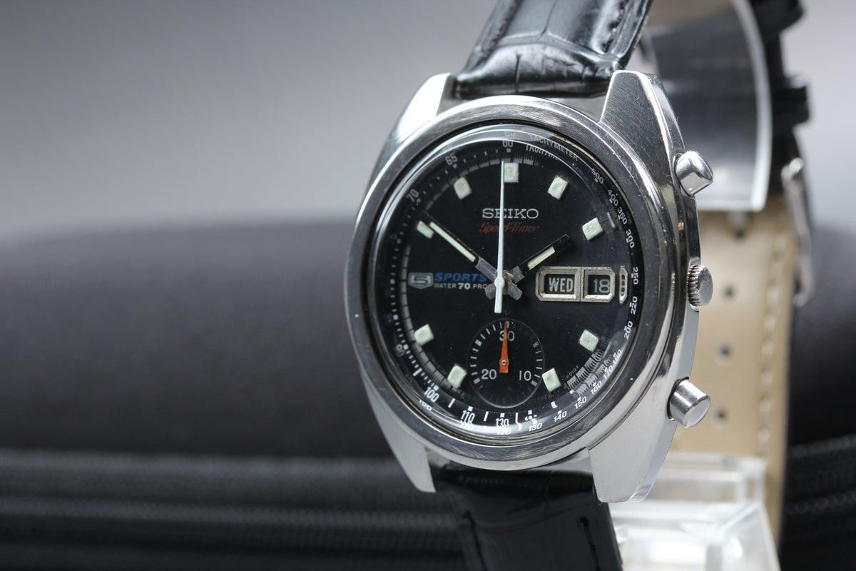 overhauled SEIKO 5 Sports Speed Timer 6139-6010 Automatic Men's Watch 39mm JAPAN