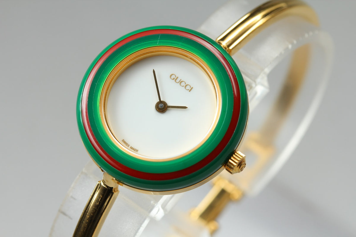New Batt GUCCI Change Bezel 11/12.2 12Color Quartz Women's Watch w/Box JAPAN