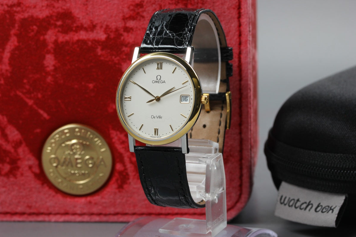 OMEGA De Ville Cal.1532 Quartz White Dial Date Men's Watch 32mm JAPAN Box