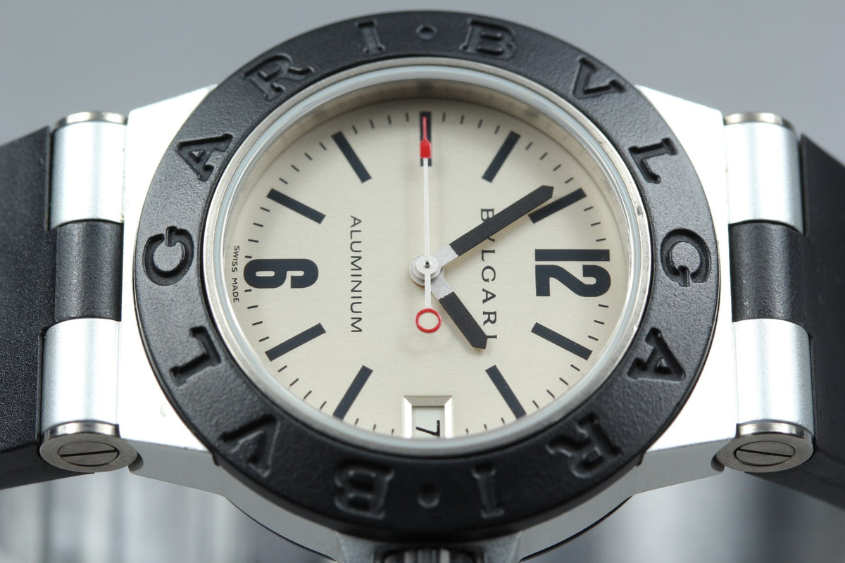 New Batt Vintage BVLGARI Aluminum Date AL32TA Quartz Unisex Watch 32mm JAPAN Box