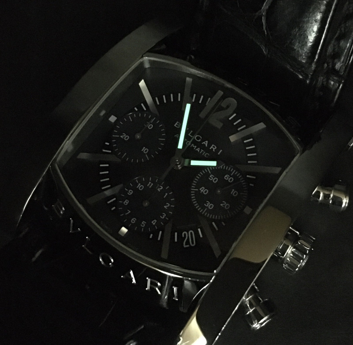 [Exc+5] BVLGARI Assioma AA48SCH Chronograph Black 38mm Automatic Men's Watch