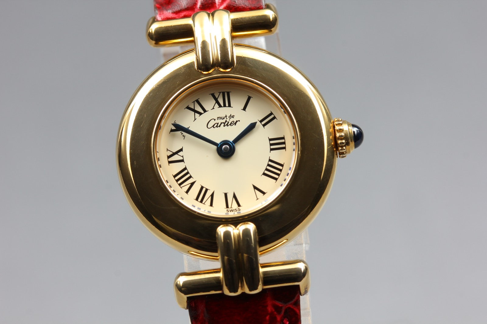 Vintage[Near MINT- Box] Cartier Must Colisee Vermeil 590002 Red Women's Qz Watch