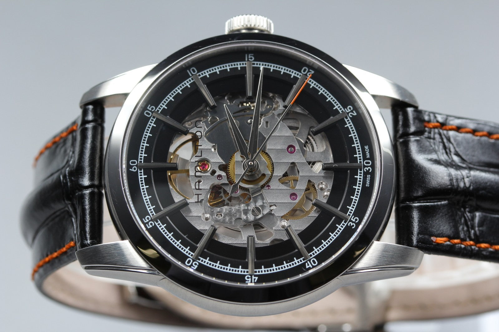 HAMILTON RAIL ROAD H406550 SKELETON 41mm Black Automatic Men's Watch [Box]