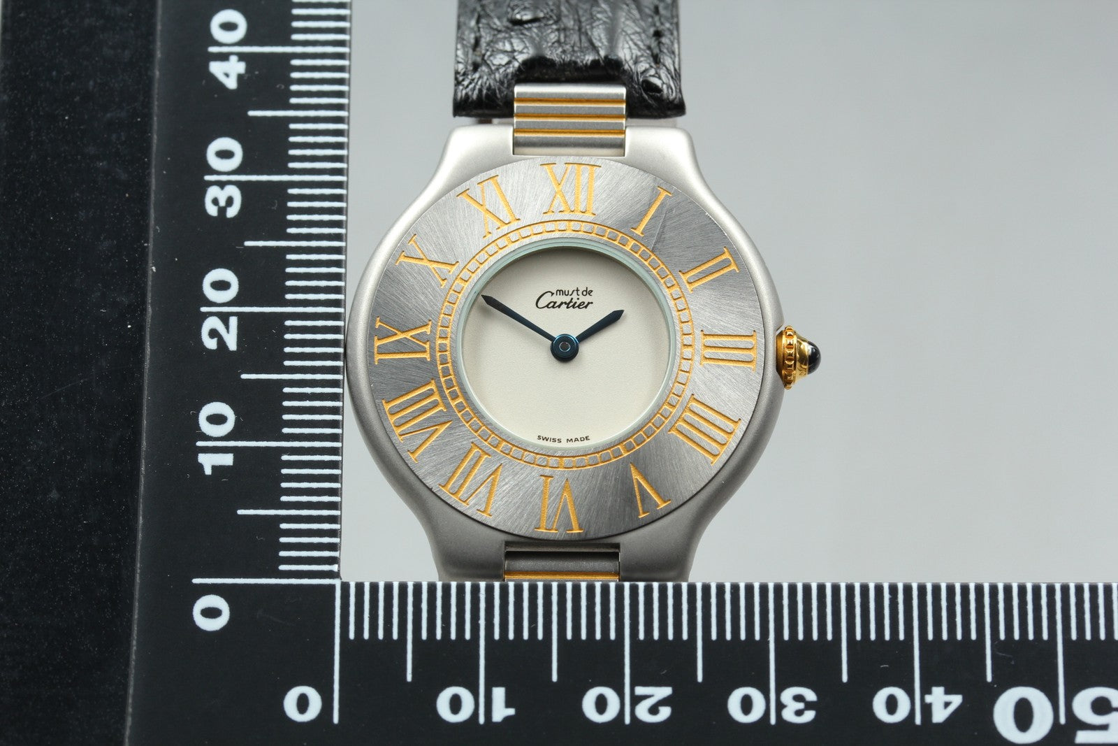 Vintage [w/Box] Cartier Must de Cartier 21 30mm Silver Black Unisex Quartz Watch
