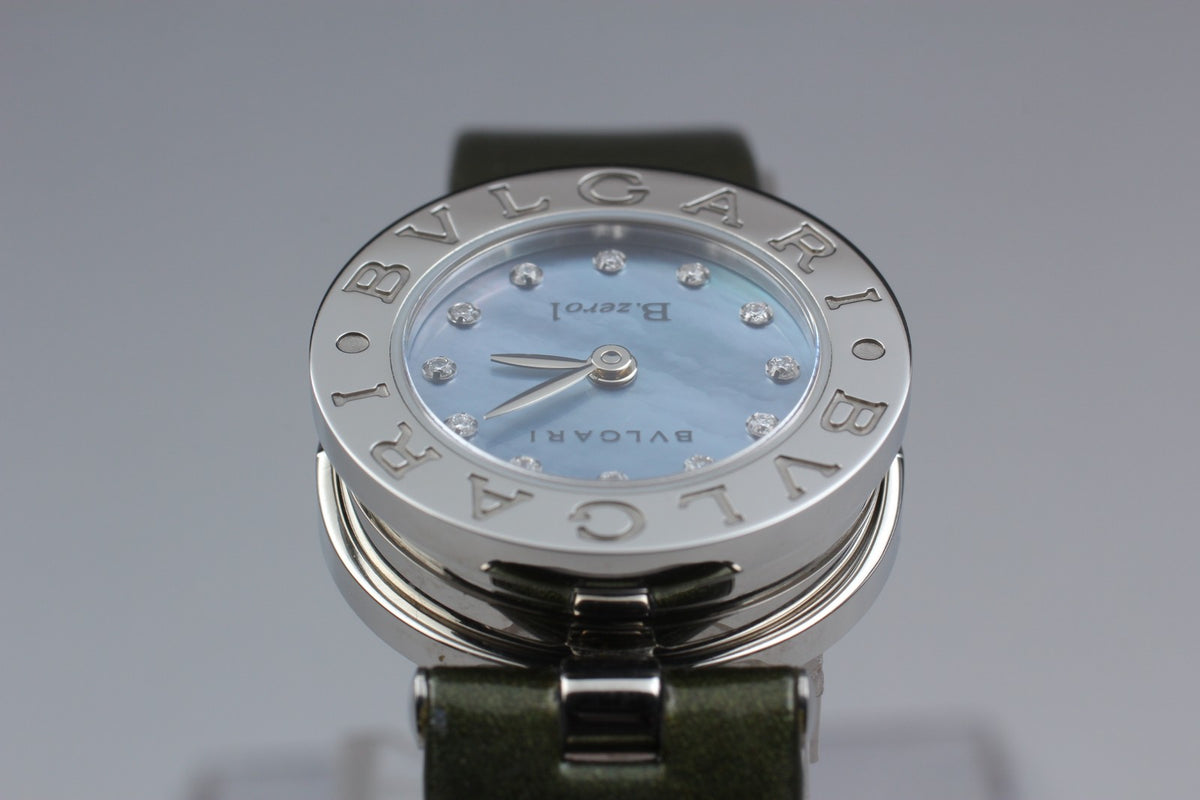New Batt BVLGARI B-zero1 BZ22S Quartz Blue Dial Women's Watch 22mm JAPAN Box