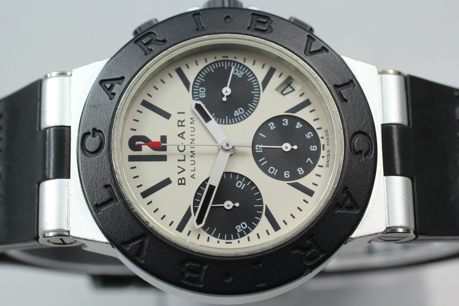 BVLGARI Aluminium AC38TA Automatic chronograph Date Men's Watch 38mm From JAPAN
