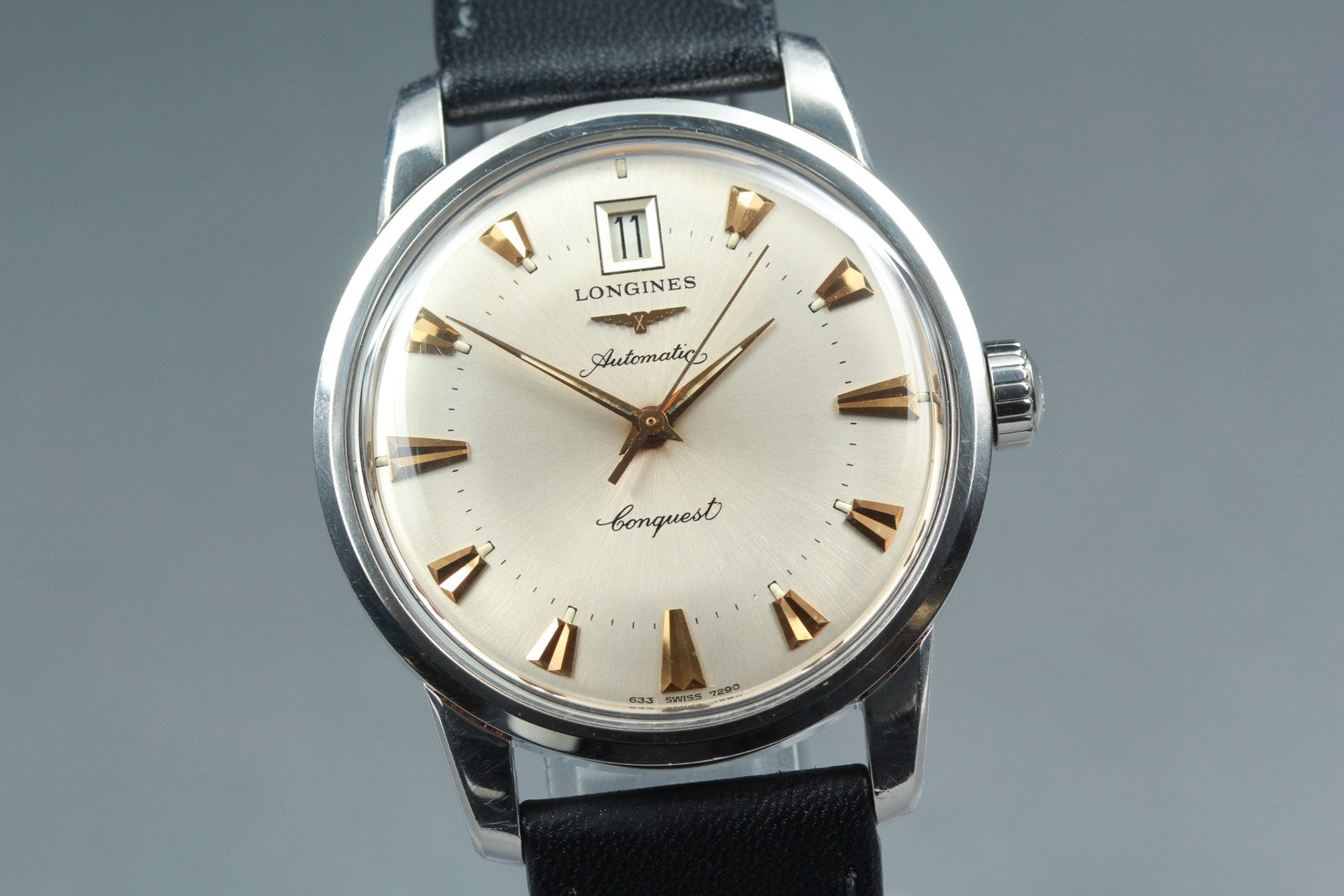 [Exc+5] Longines Conquest L633.5 Date 35mm Silver Black Automatic Men's Watch