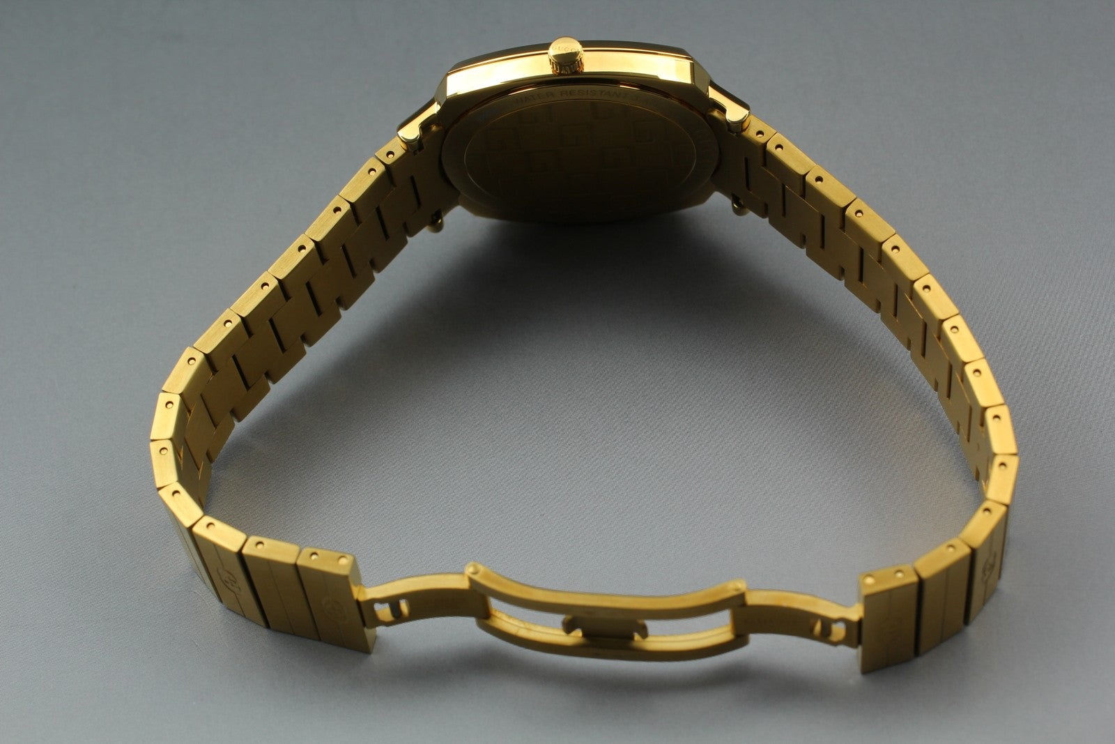 [Near MINT Box] GUCCI Grip 157.4 YA157403 34mm Gold GG Man's Quartz Watch