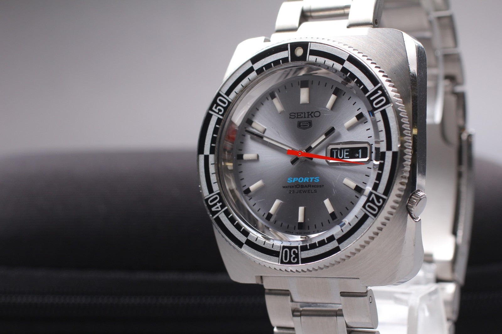 Exc+4 SEIKO 5 Sports 7S36-0070 Silver Dial Rally Diver Analog Men’s Watch JAPAN