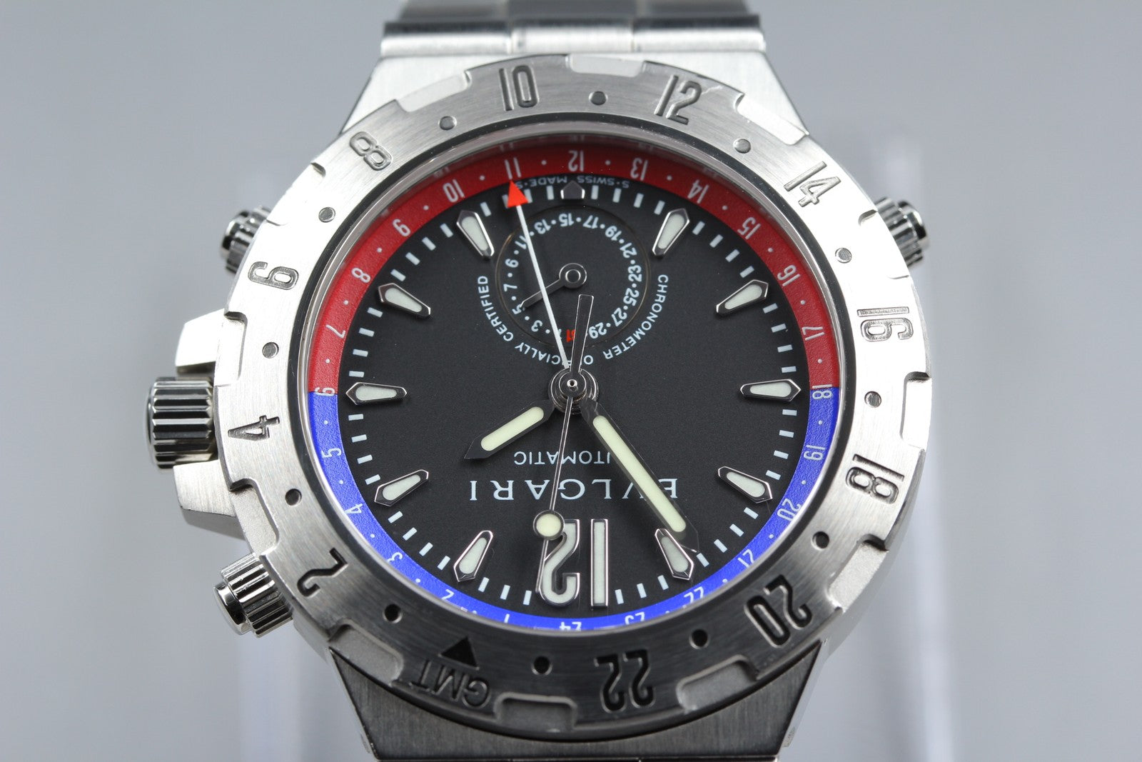 BVLGARI Diagono Professional GMT40S Automatic Black Men's Watch 40mm JAPAN Box