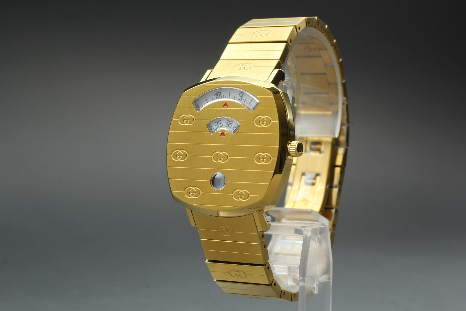 [MINT Box] GUCCI Grip 157.4 Gold 35mm GG Man's Quartz Watch From JAPAN