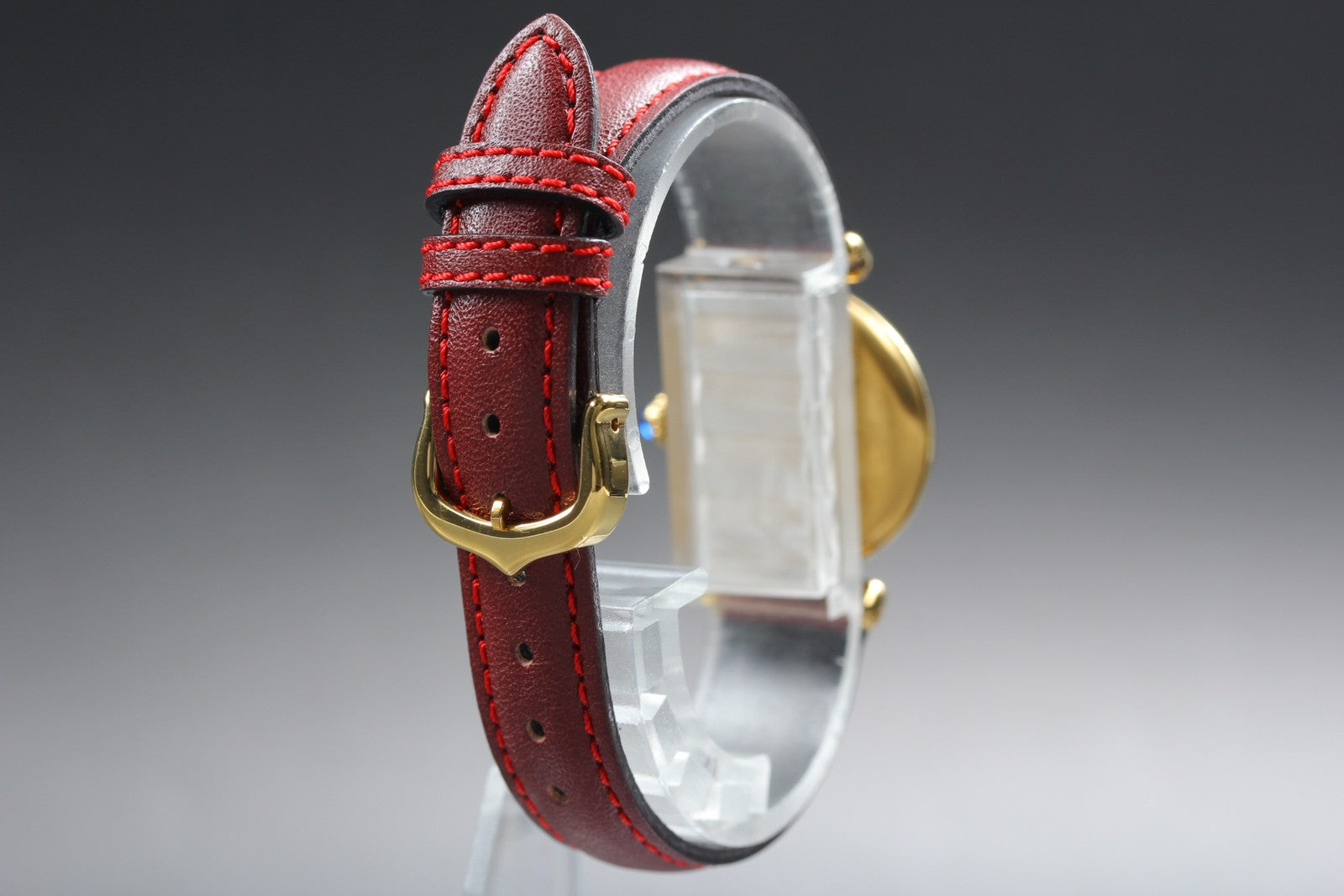 Vintage [Near MINT-] Cartier Must Colisee Vermeil 590002 Red Women's Qz Watch