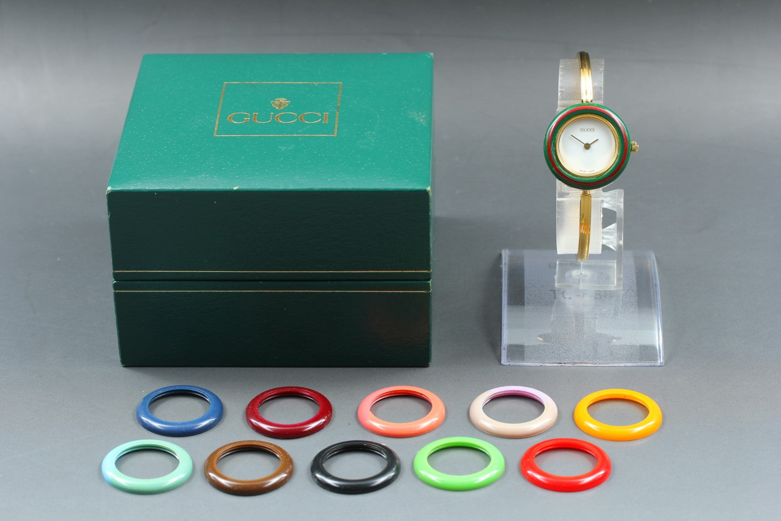 New Batt Vintage GUCCI Change bezel 11/12.2 11Color Quartz Women's Watch 25mm JP