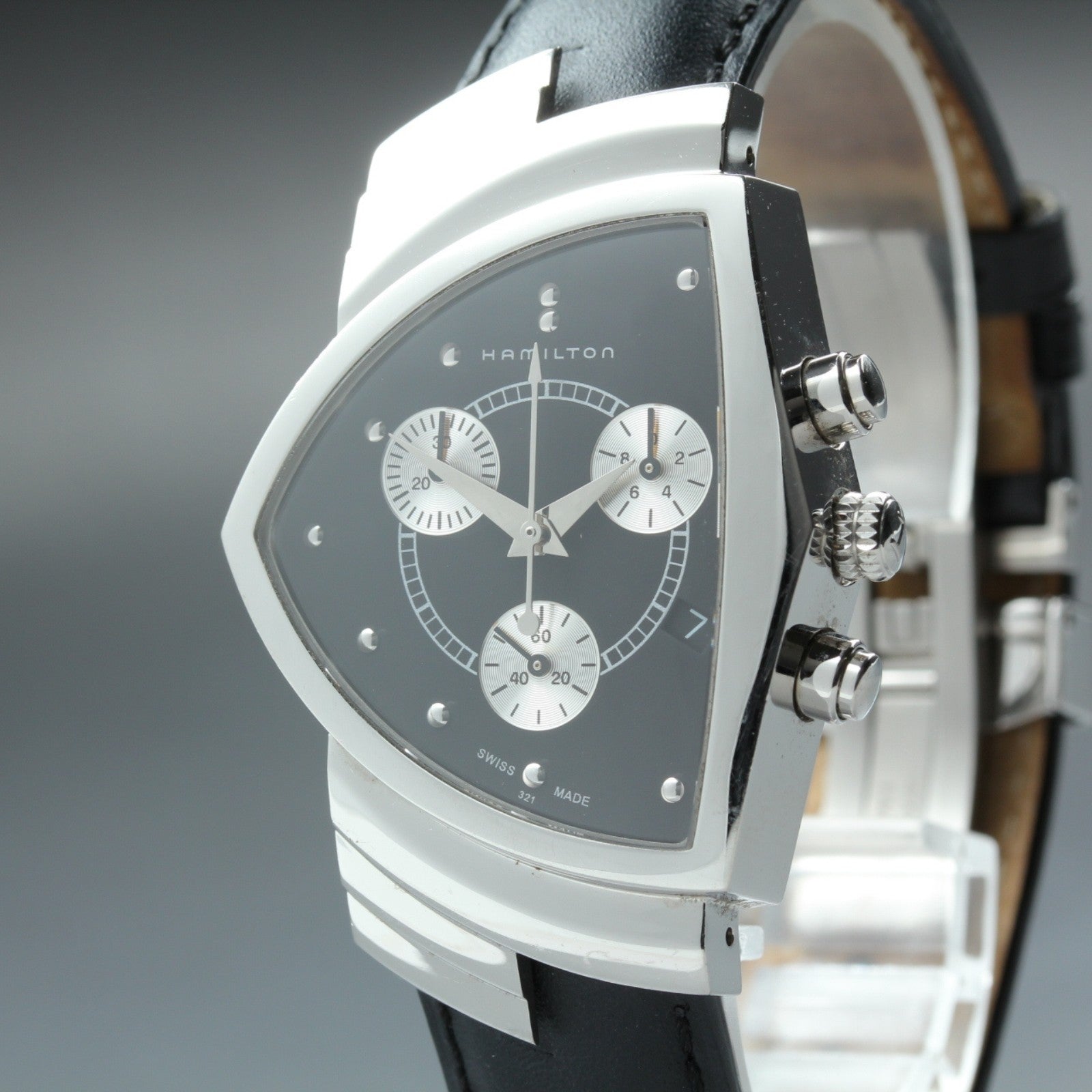 New Batt Hamilton Ventura H244121 Chronograph Quartz Men's Watch 32mm JAPAN Box