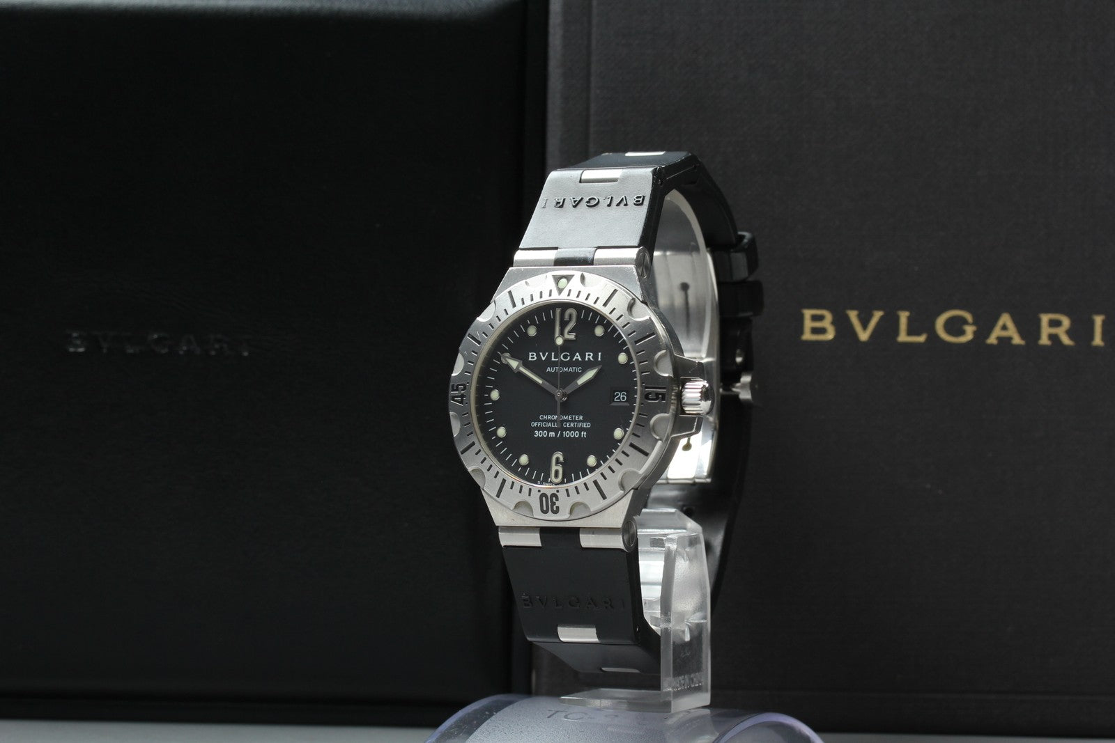 Exc+5*Box BVLGARI Diagono Scuba SD40S Date black Dial Automatic Men's Watch JP