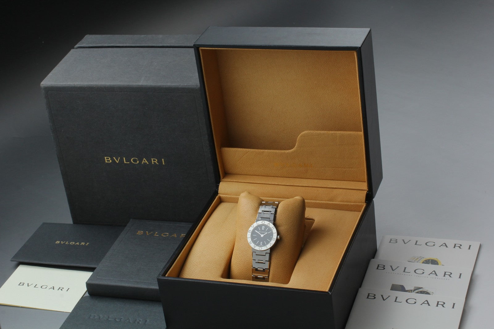 [Exc+5 Box] BVLGARI BVLGARI BVLGARI BB23SS Black Silver 23mm Women's Qz Watch