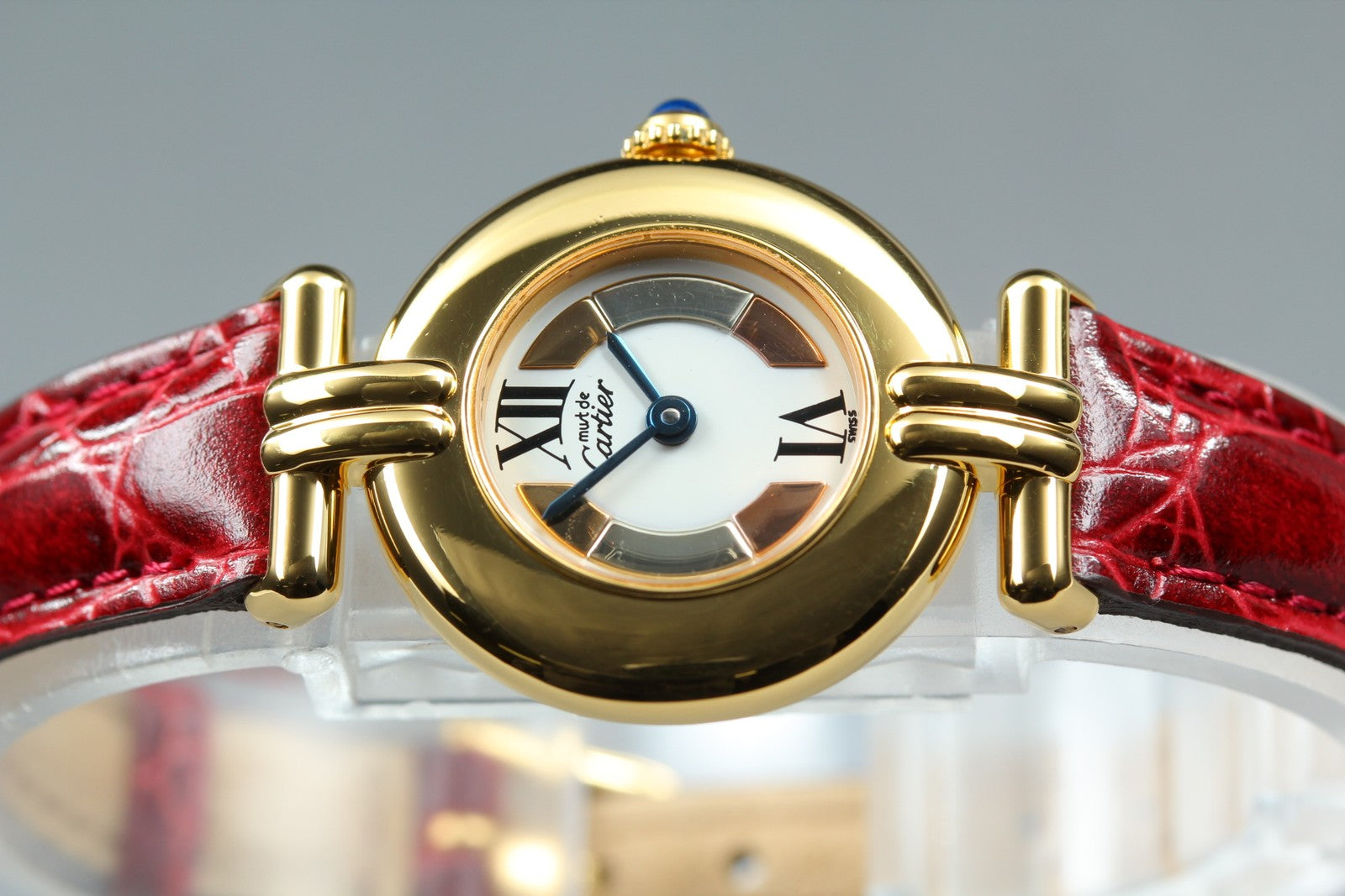 Vintage Cartier Must Colisee Vermeil 590002 Red Women's Quartz Watch [Pouch]
