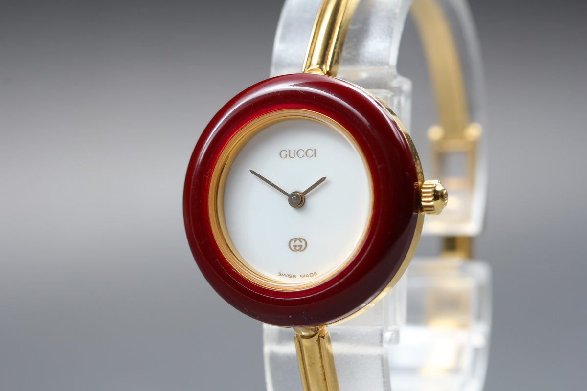 New Batt Gucci 1100-L Change Bezel 11Colors White Women Quartz Watch 26mm JP Box