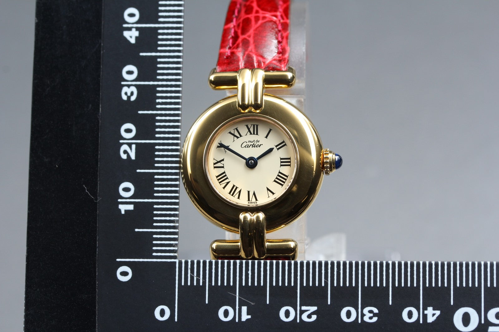 Vintage Cartier Must Colisee Vermeil 590002 Red Ivory Dial Women's Quartz Watch