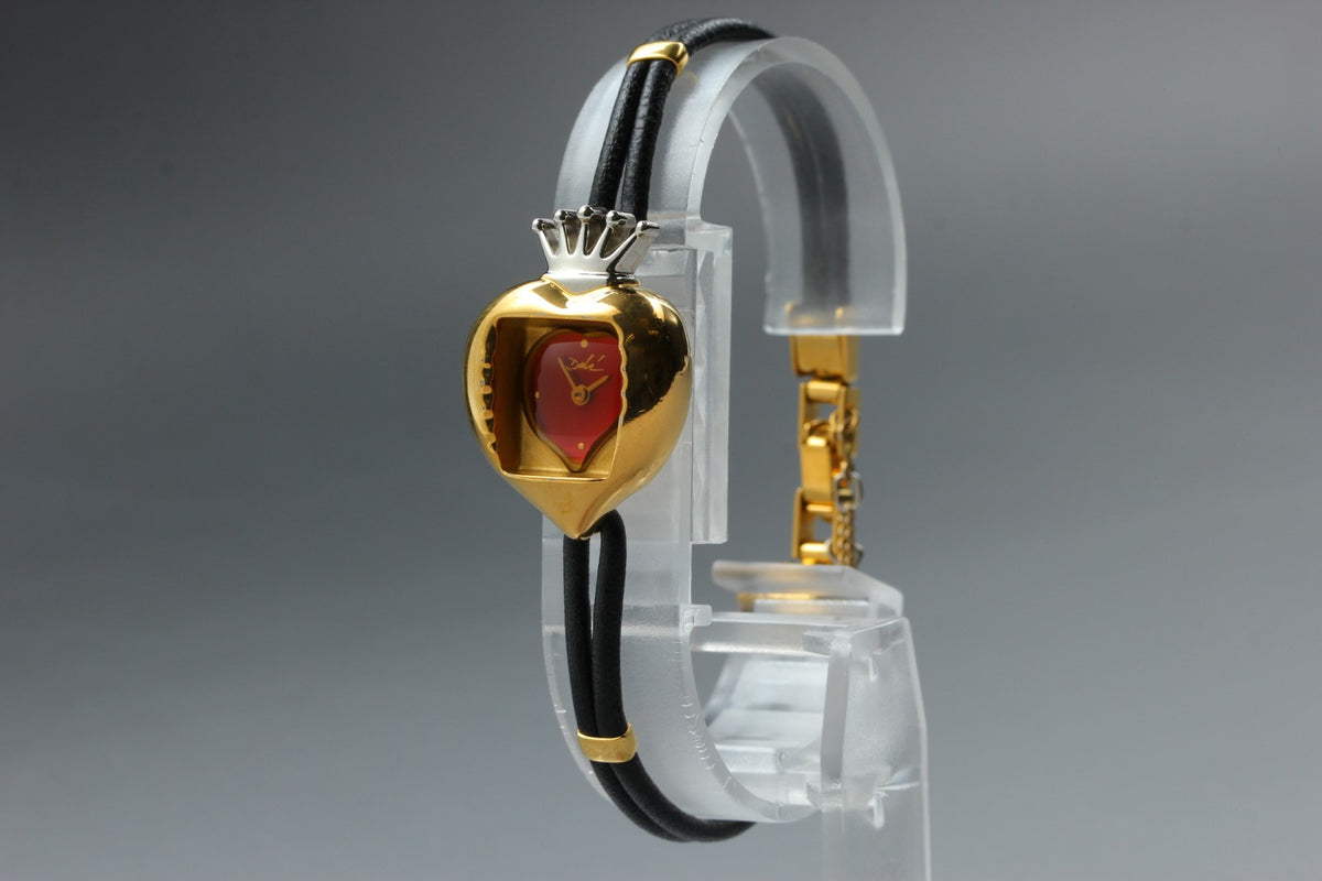 Salvador Dali Royal Heart 19mm Gold Red Dial Women's Quartz Watch JAPAN