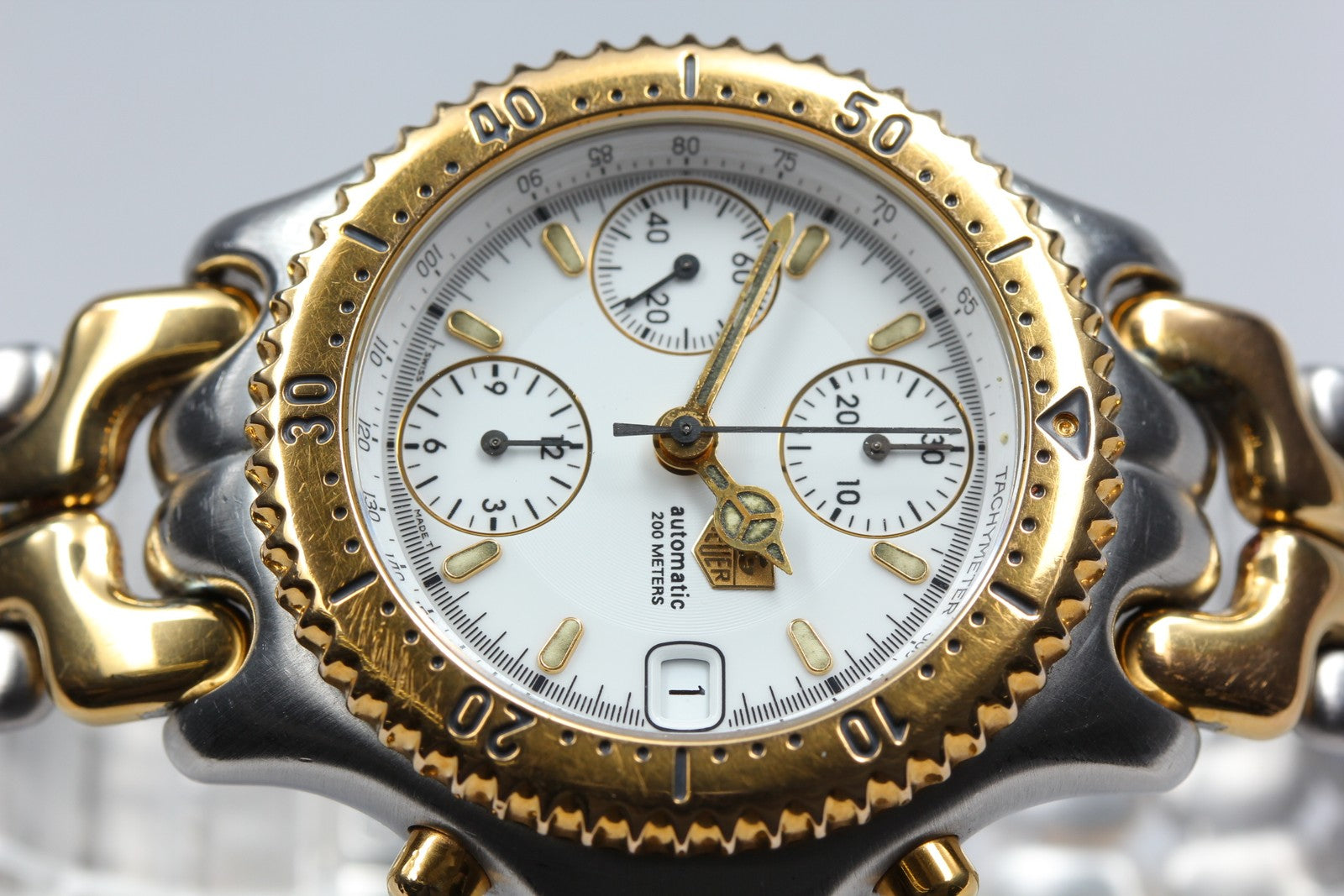 TAG HEUER SEL CG2120-R0 Automatic Chronograph White Men's Watch 38mm JAPAN Box