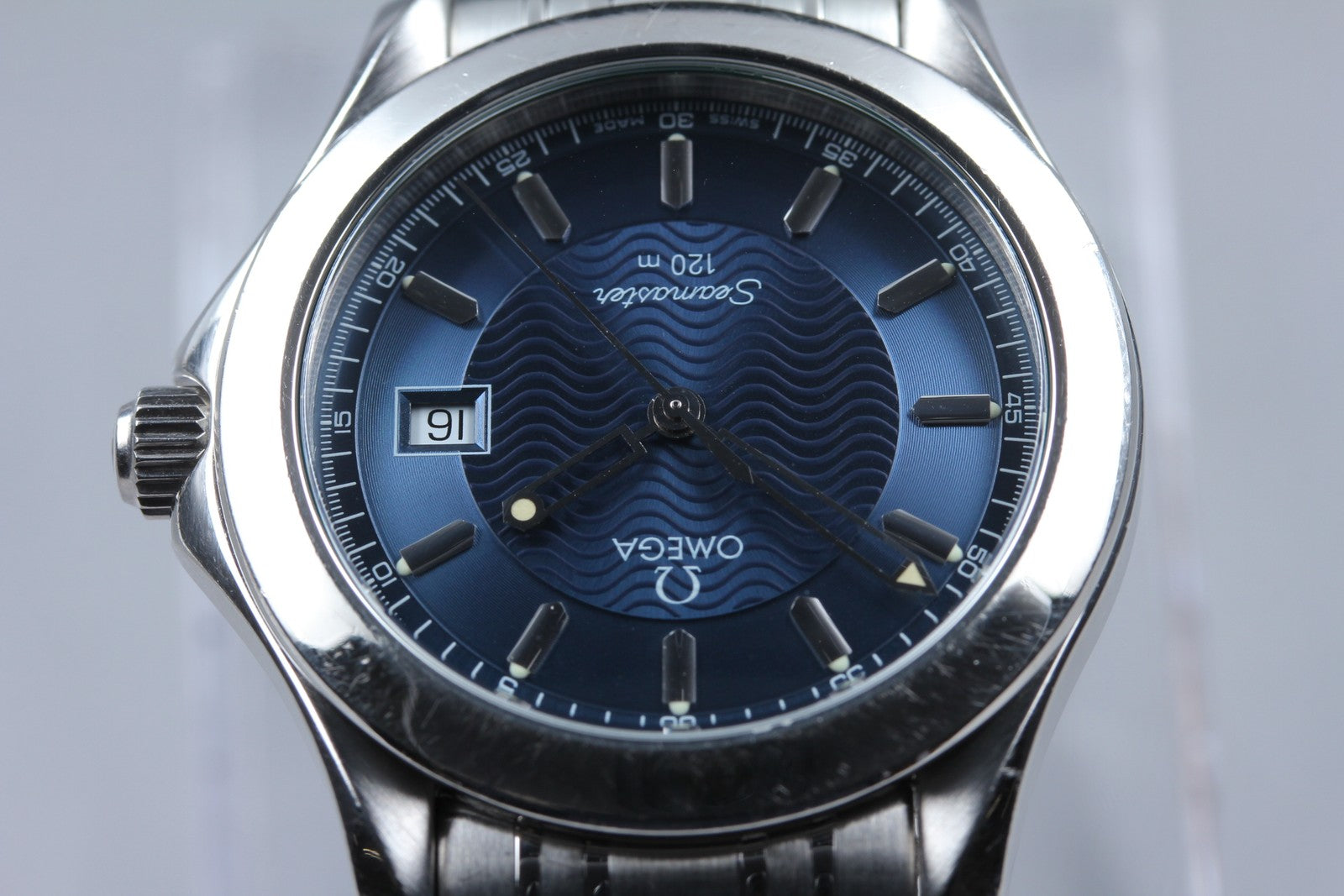 Overhauled [Exc+5 Box] OMEGA Seamaster 120m 2511.81 Blue Dial Quartz Men's Watch