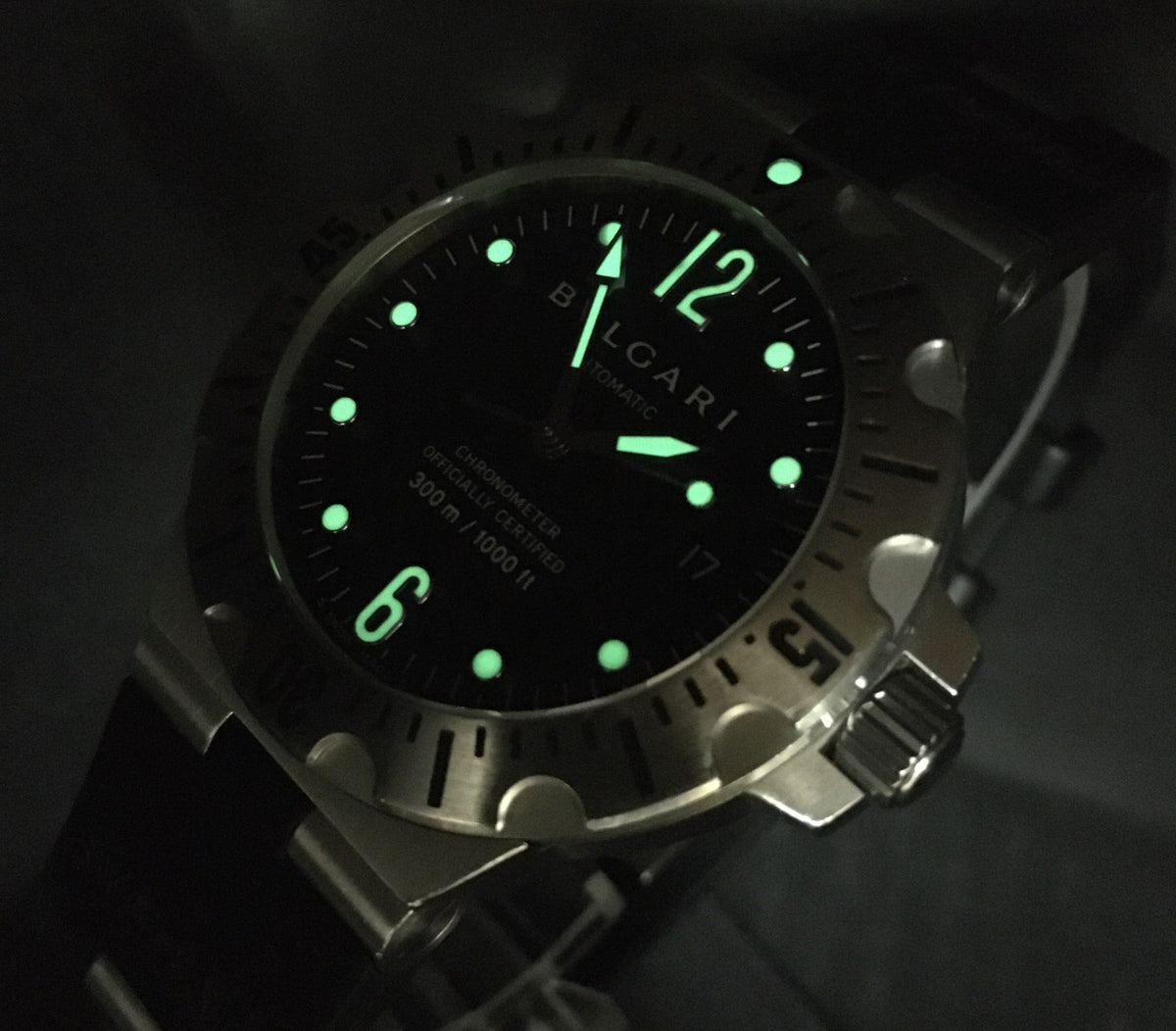 BVLGARI Diagono Scuba SD40S Date black Dial Automatic Men's Watch JAPAN