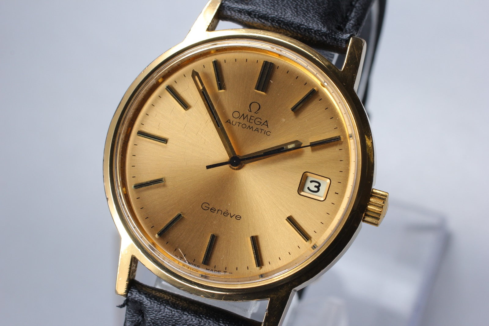 [Exc+5] Omega Geneve 166.0163 Cal.1012 35mm Automatic Date Gold Men's Watch