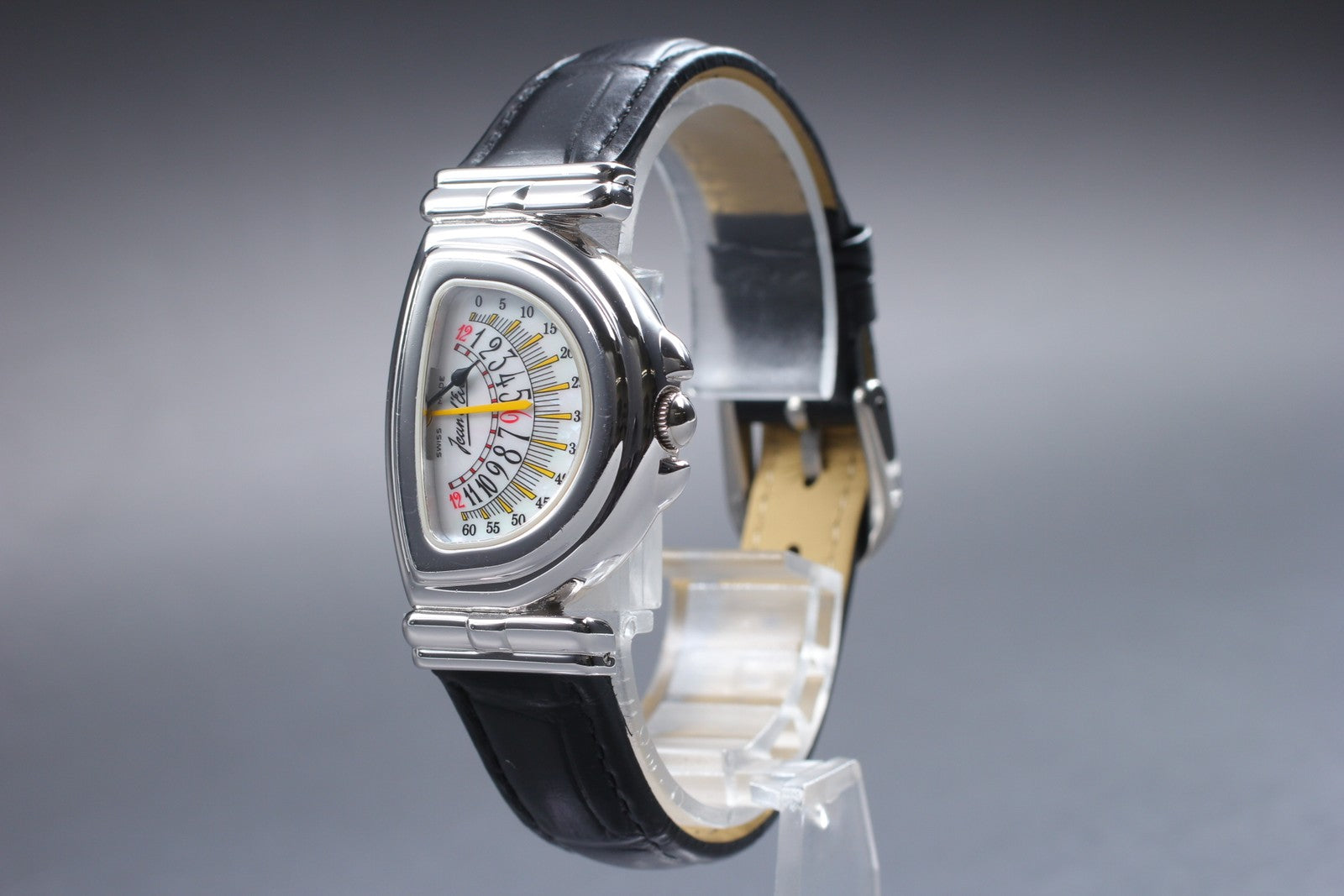 Vintage [Exc+5] Jean d'eve Sectora Silver 24mm Yellow Women's Quartz Watch JAPAN