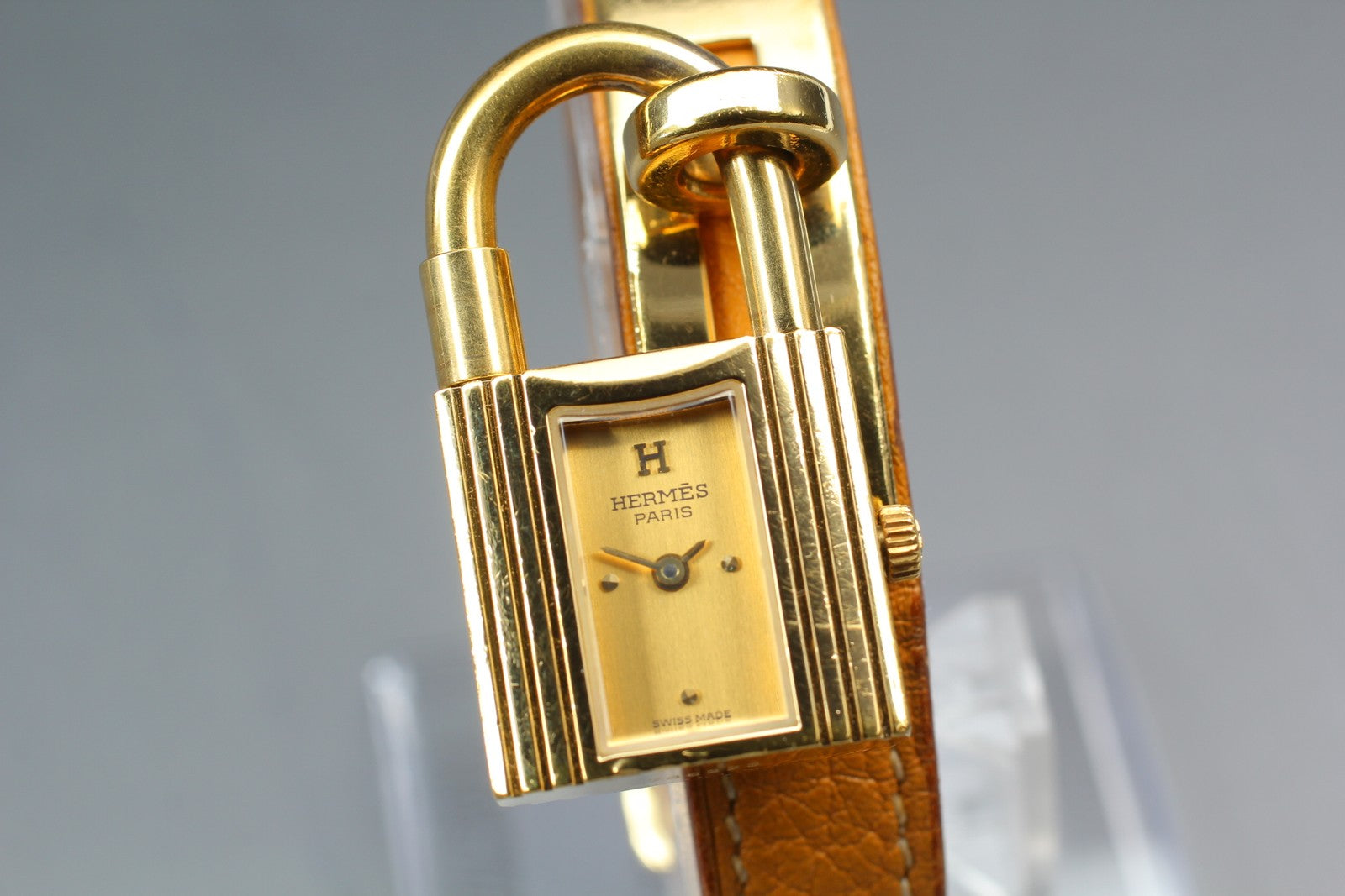 New Batt* HERMES Kelly KE1.201 Gold Dial Quartz Women's Watch JAPAN Exc+5*Box