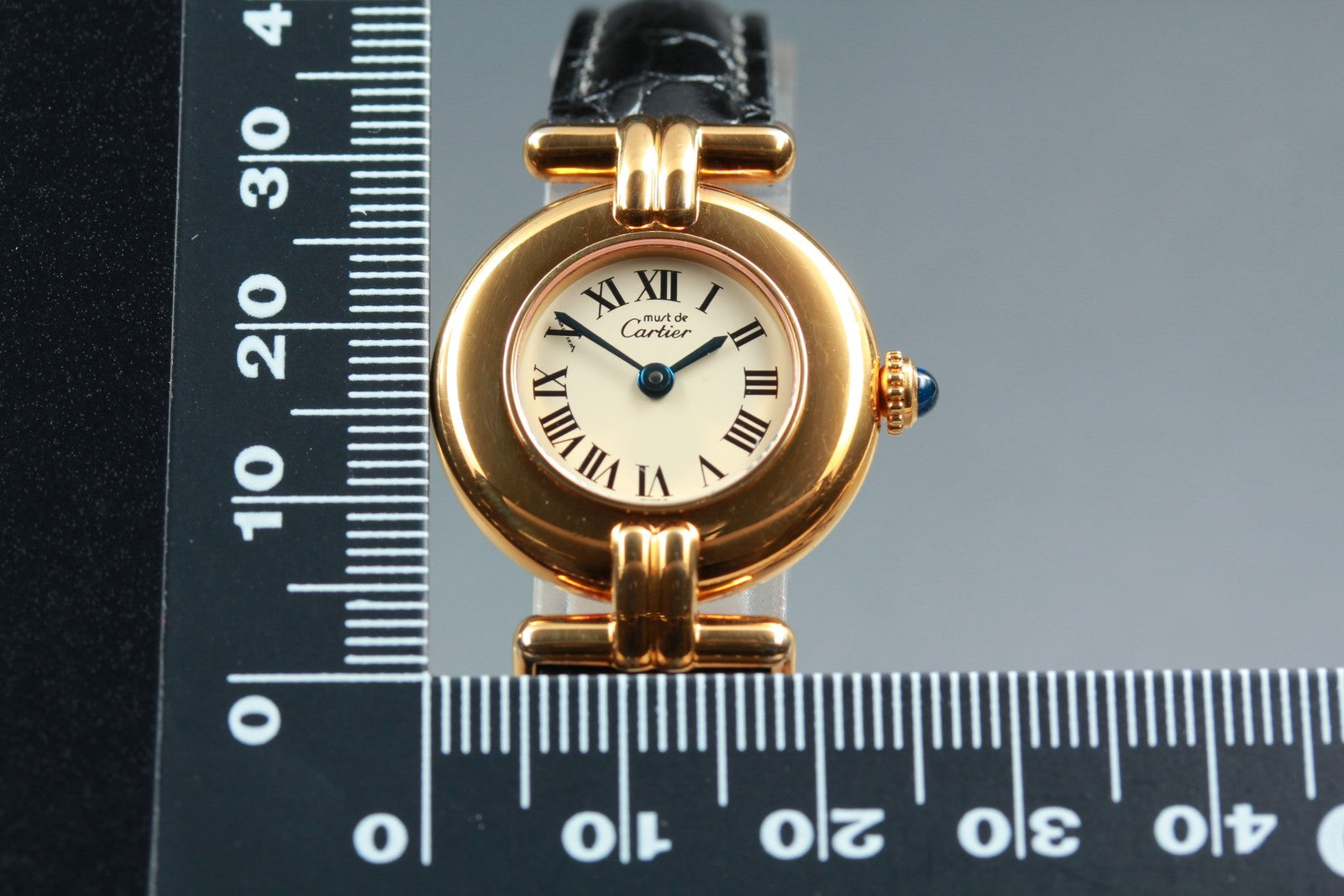 Vintage [w/Box] Cartier Must Colisee Vermeil 590002 Black Women's Quartz Watch