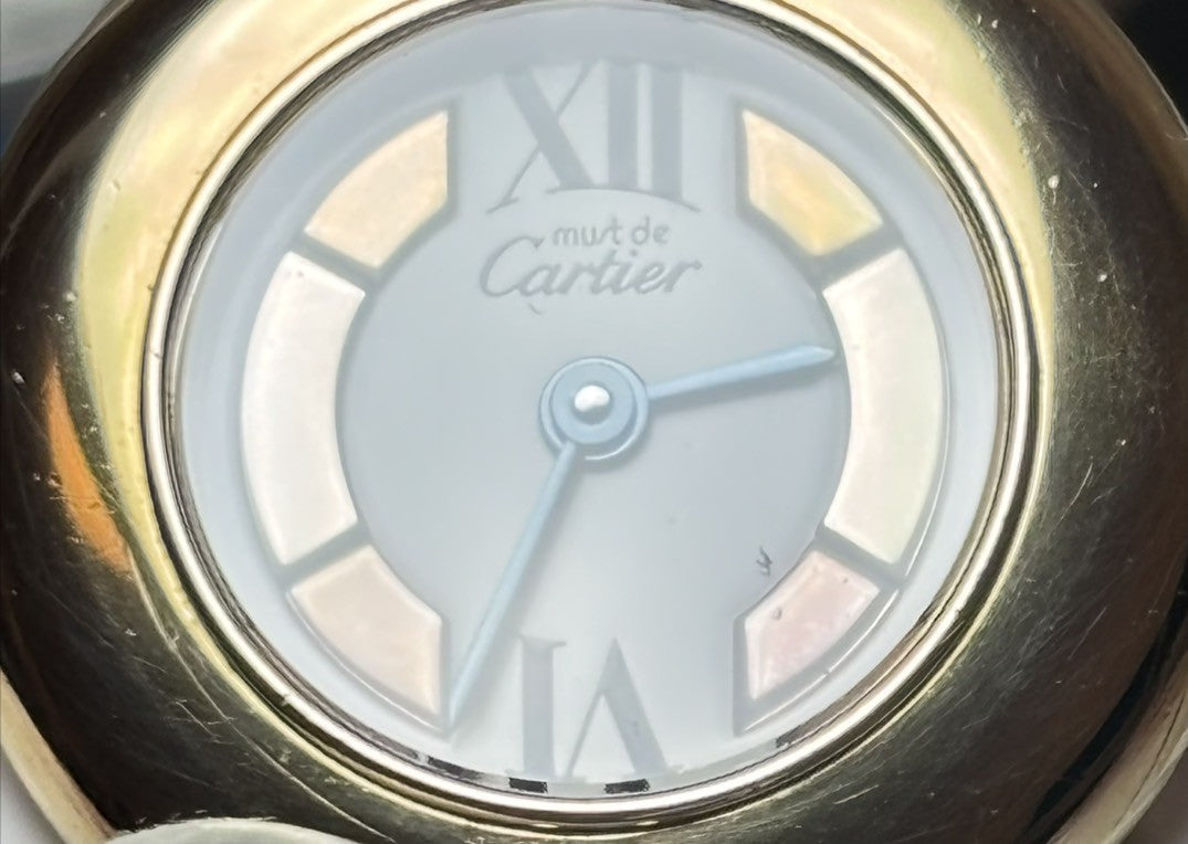 Vintage [Exc+5] Cartier Must Colisee Vermeil 590002 Green Women's Quartz Watch