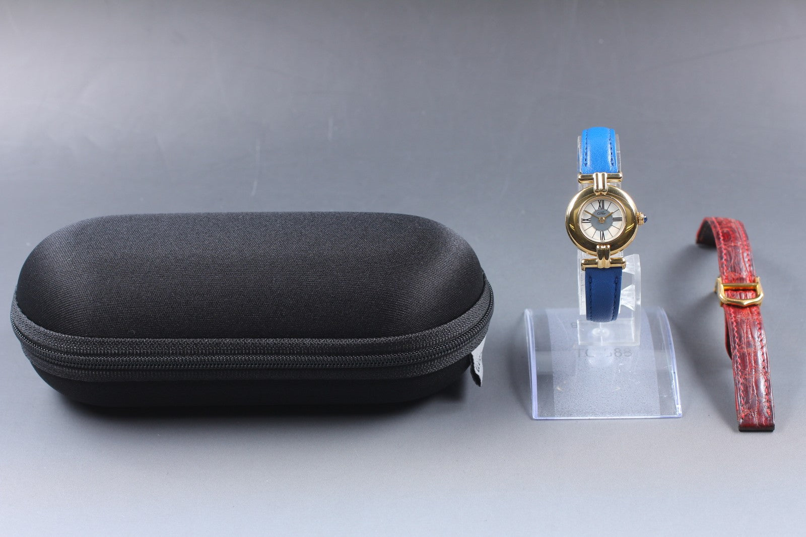 Vintage [Exc+5] Cartier Must Colisee Vermeil 590002 Blue Women's Quartz Watch