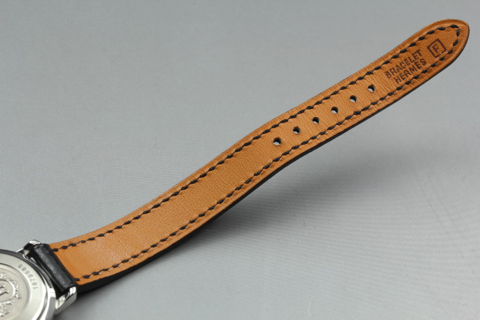 [Exc+5 Box] Hermes Clipper CL4.210 24mm "F" Silver Black Woman's Quartz Watch