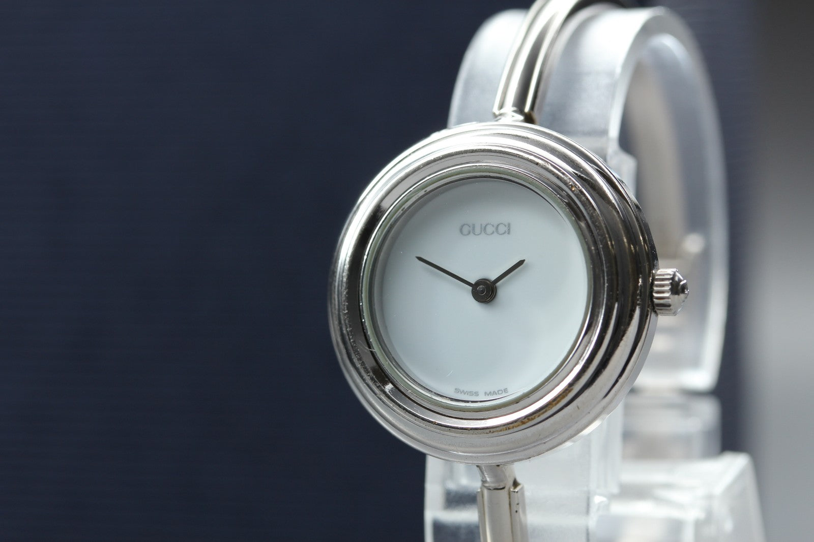 Vintage Gucci Change Bezel 11/12.2 Silver White Dial Women's Qz Watch [15.25cm]