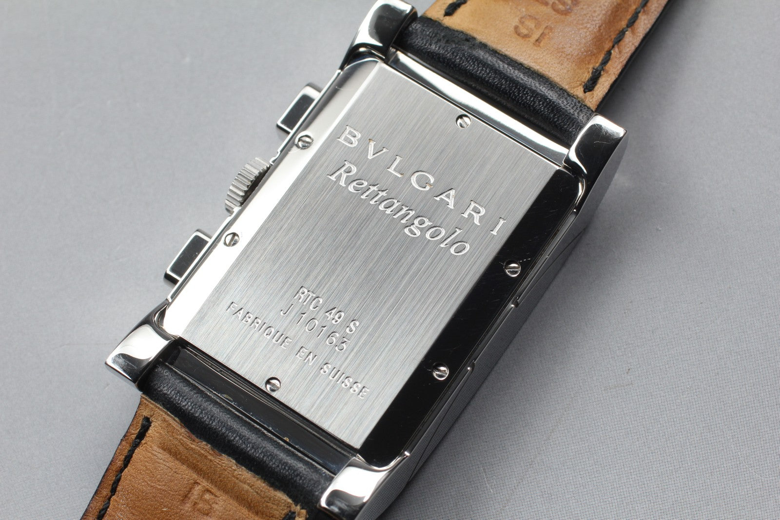 [Exc+5] BVLGARI Rettangolo RTC49S Chronograph White Dial Men's Quartz Watch